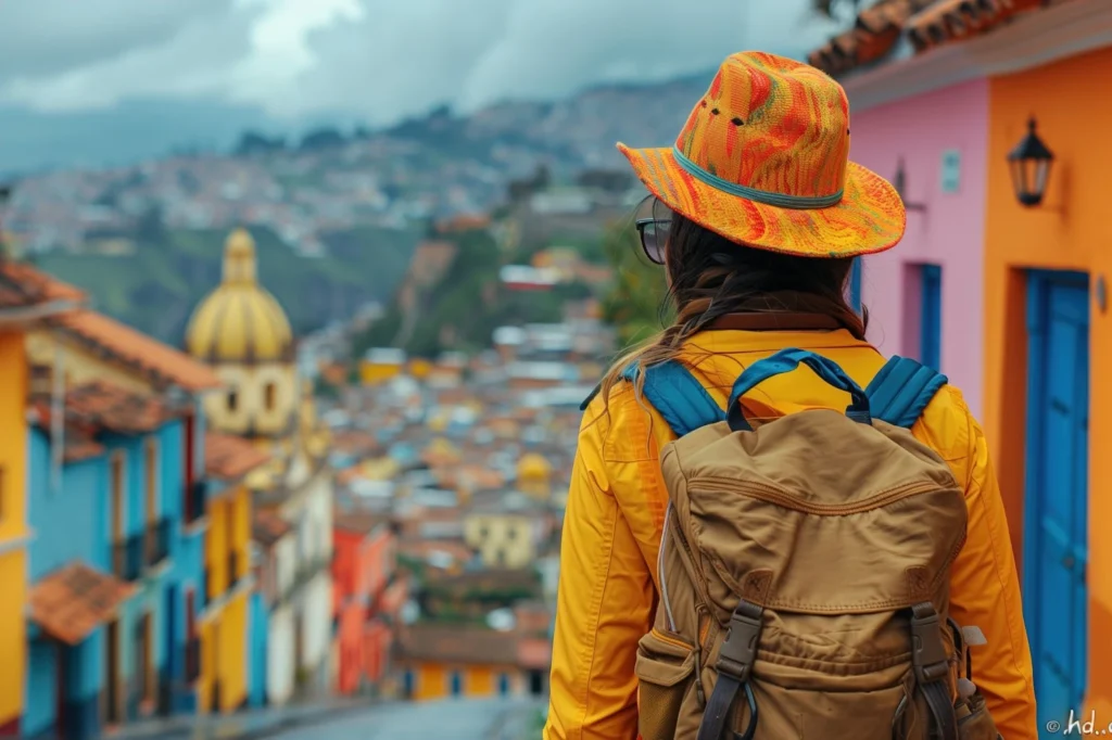 Mujer que admira el panorama lationamericano que planeó cuando decidió viajar solo.